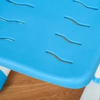 Banco Scuola per Bambini 6-12 Anni Regolabile con Luce LED, Leggio e Portapenne, in MDF, PP e Acciaio, Azzurro