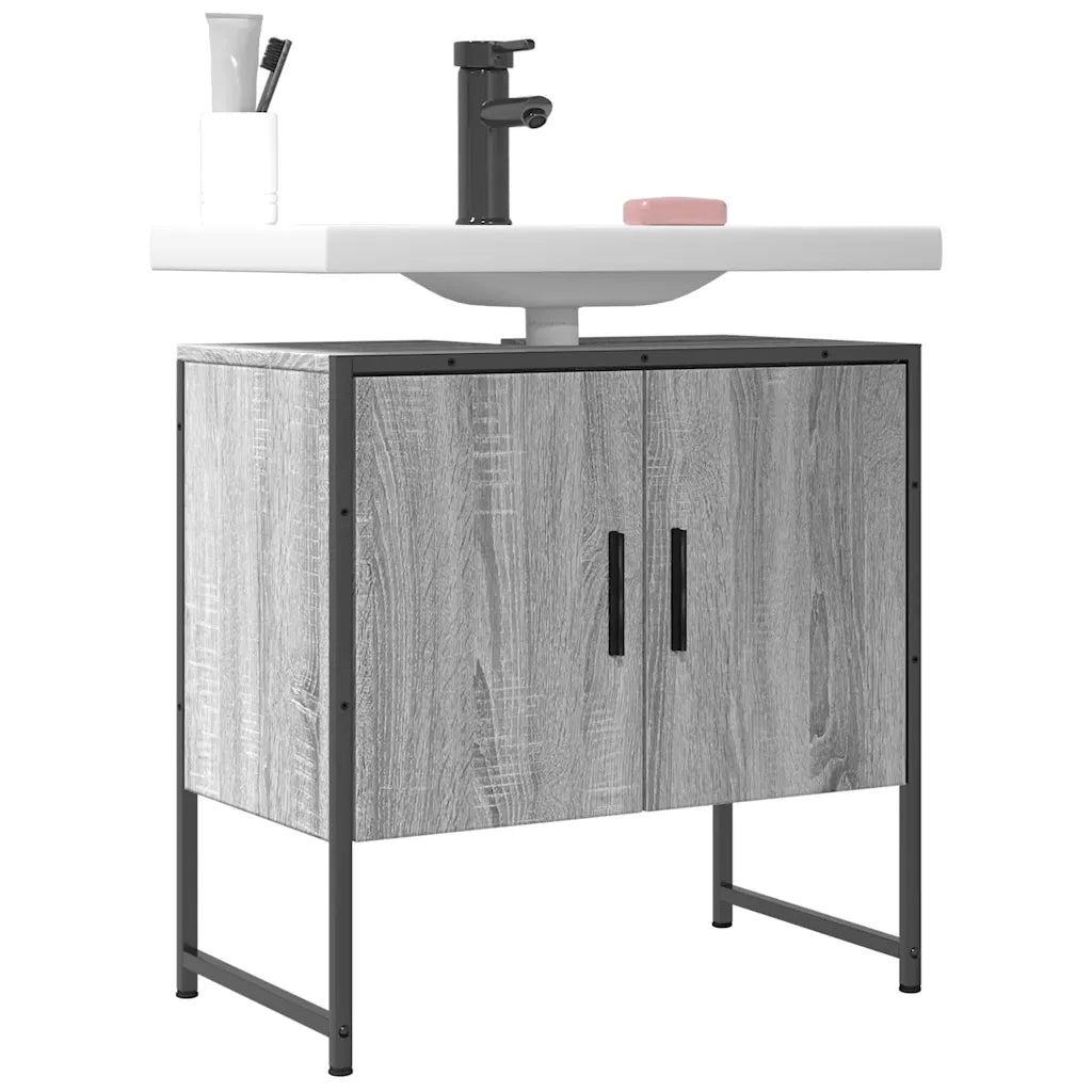 Mobile Lavabo Bagno Grigio Sonoma 60x33x60 cm Legno Multistrato 842459