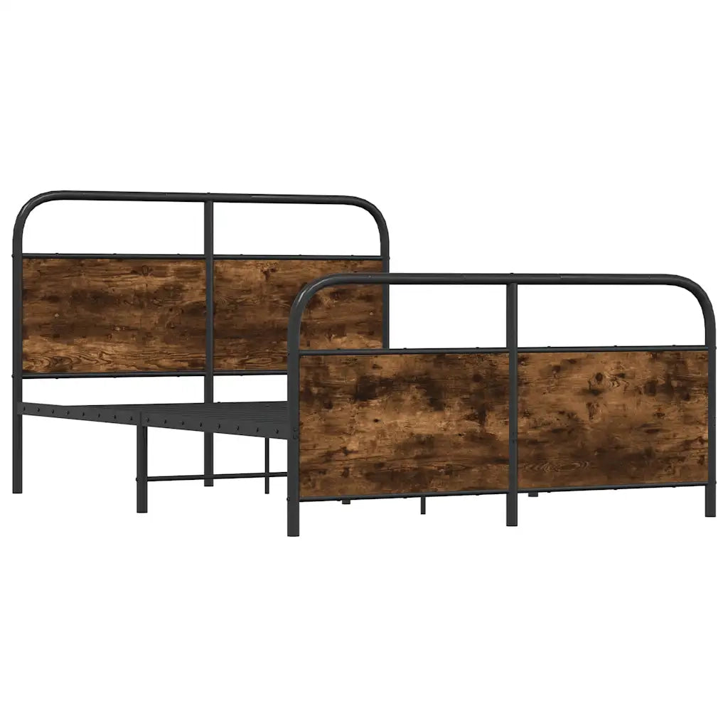 vidaXL Giroletto senza Materaso in Metallo Rovere Fumo 140x200 cm