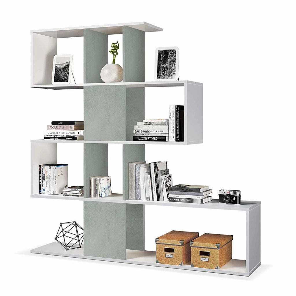 Libreria zig-zag 145x145x29 cemento bianco