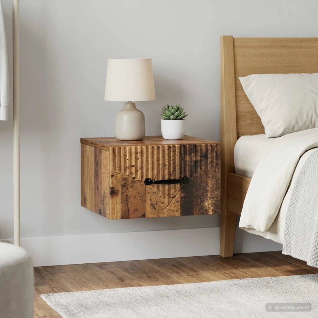 Mobiletto da notte a muro 2 pcs Legno antico 34,5 x 33 x 20 cm 898952