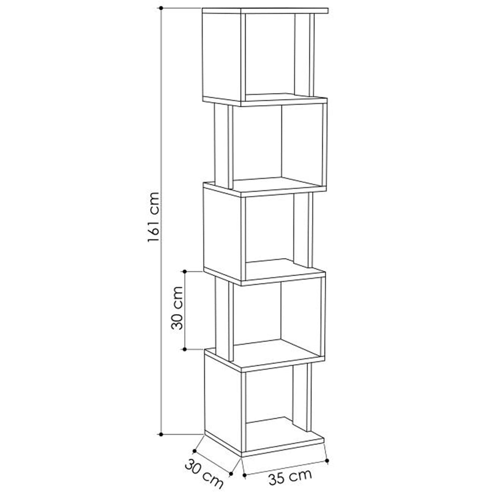 Libreria Design Moderna Scaffale Modulare 5 Ripiani 161x35x30cm Ufficio Bianco