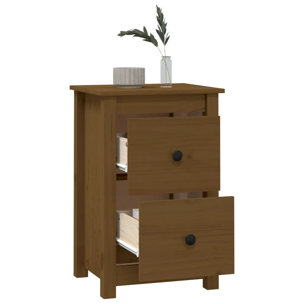 Comodini 2 pz ambra 40x35x61,5 cm in Legno Massello di Pino 820953