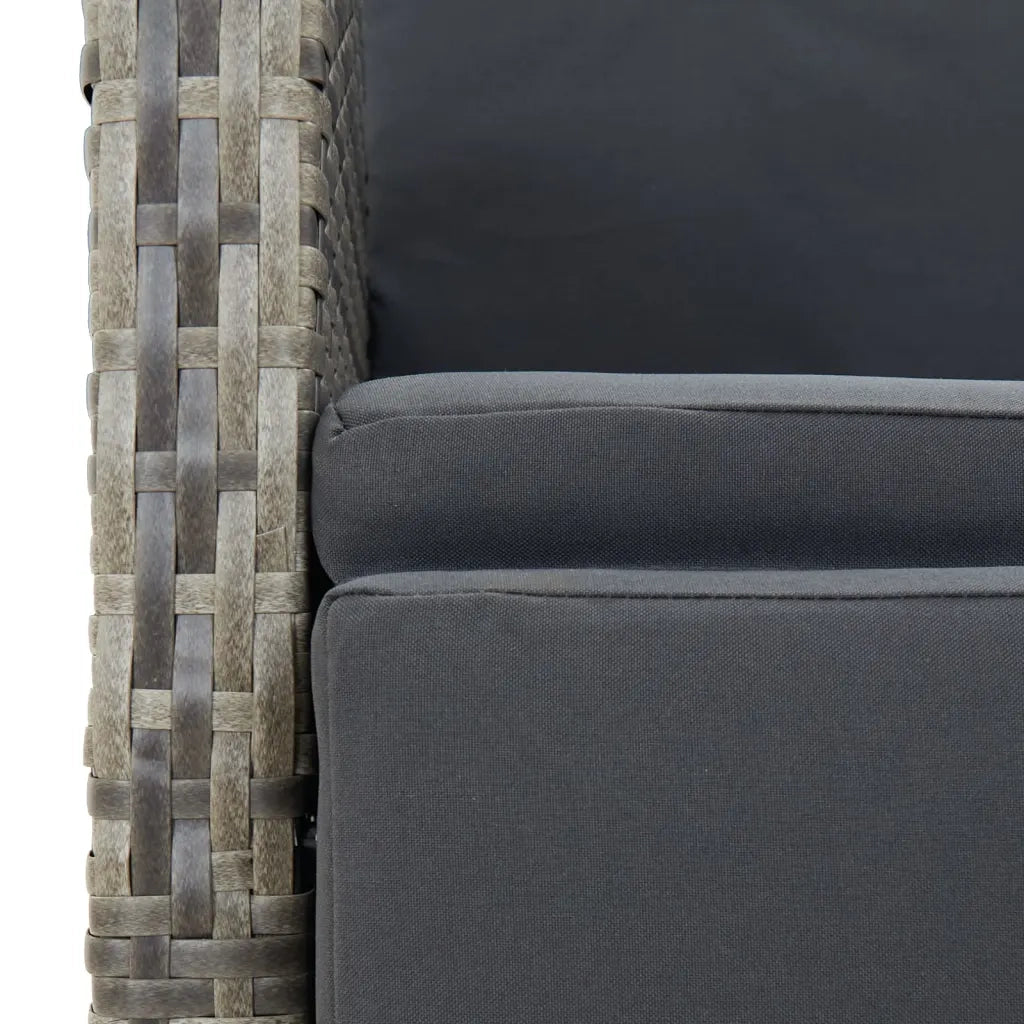 Set da Pranzo da Giardino 9 pz con Cuscini in Polyrattan Grigio 3157596
