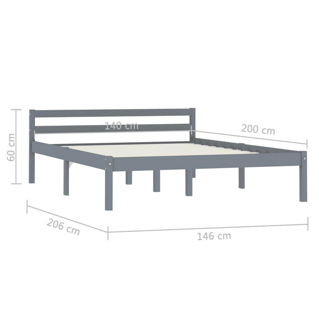 Giroletto senza Materasso Grigio 140x200 cm in Legno di Pino 283199