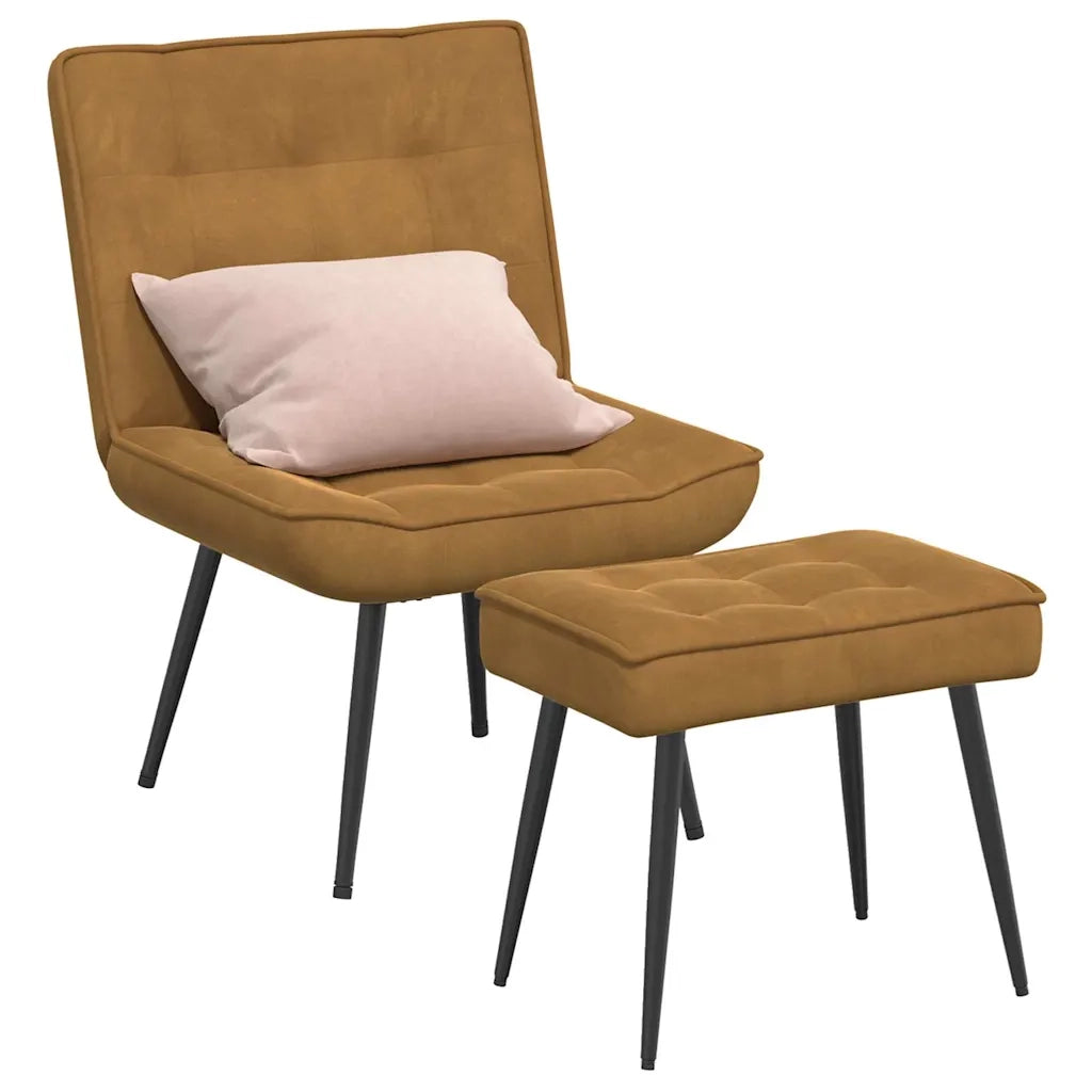 Divano Sedia-Poltrona Relax con Poggiapiedi Marrone in Velluto 226917