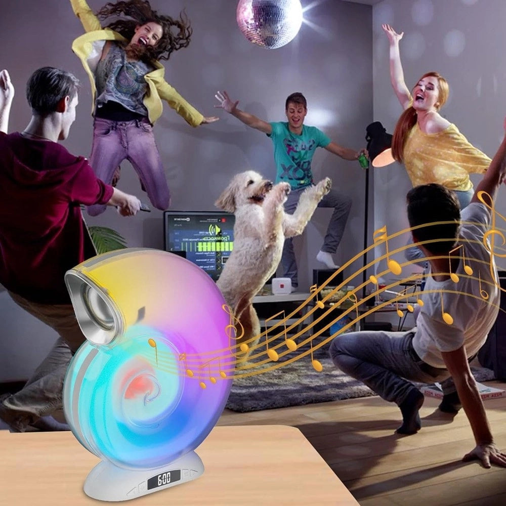 Trade Shop - Lampada Caricabatterie Wireless Altoparlante Portatile Luce Notturna Conchiglia -