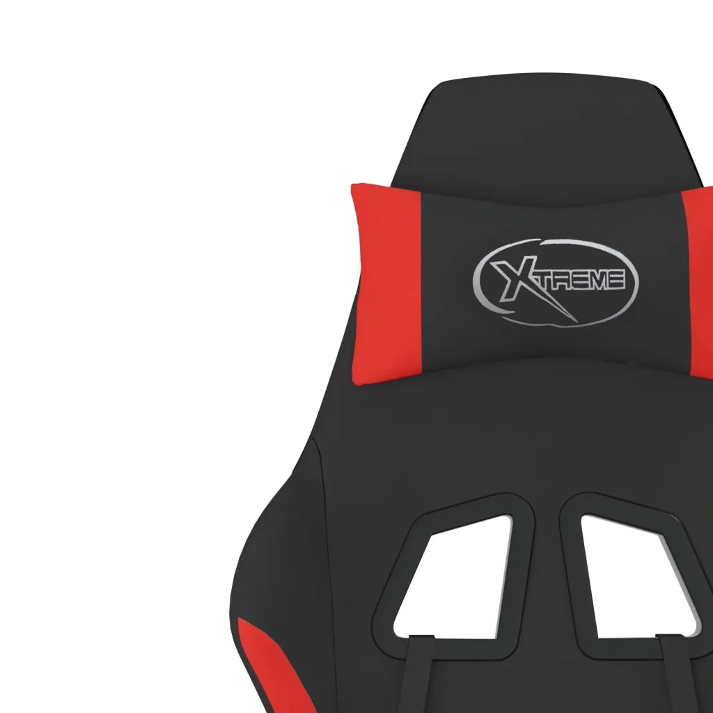 Sedia da Gaming | Sedia da e-sports Massaggio e Poggiapiedi Tessuto Nero e Rosso