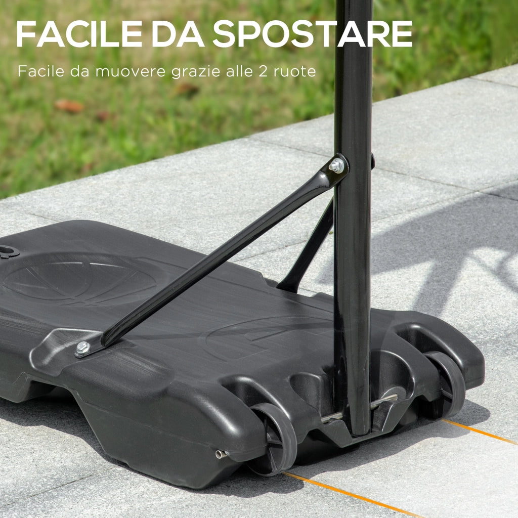 Canestro Basket Regolabile 197.5-245cm ¨C Xylo ¨C Base con Ruote e Tabellone Blu