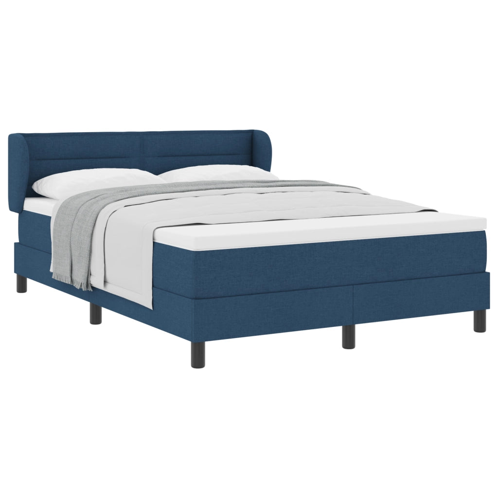 Letto Box Spring con Materasso Blu 140x190 cm in Tessuto