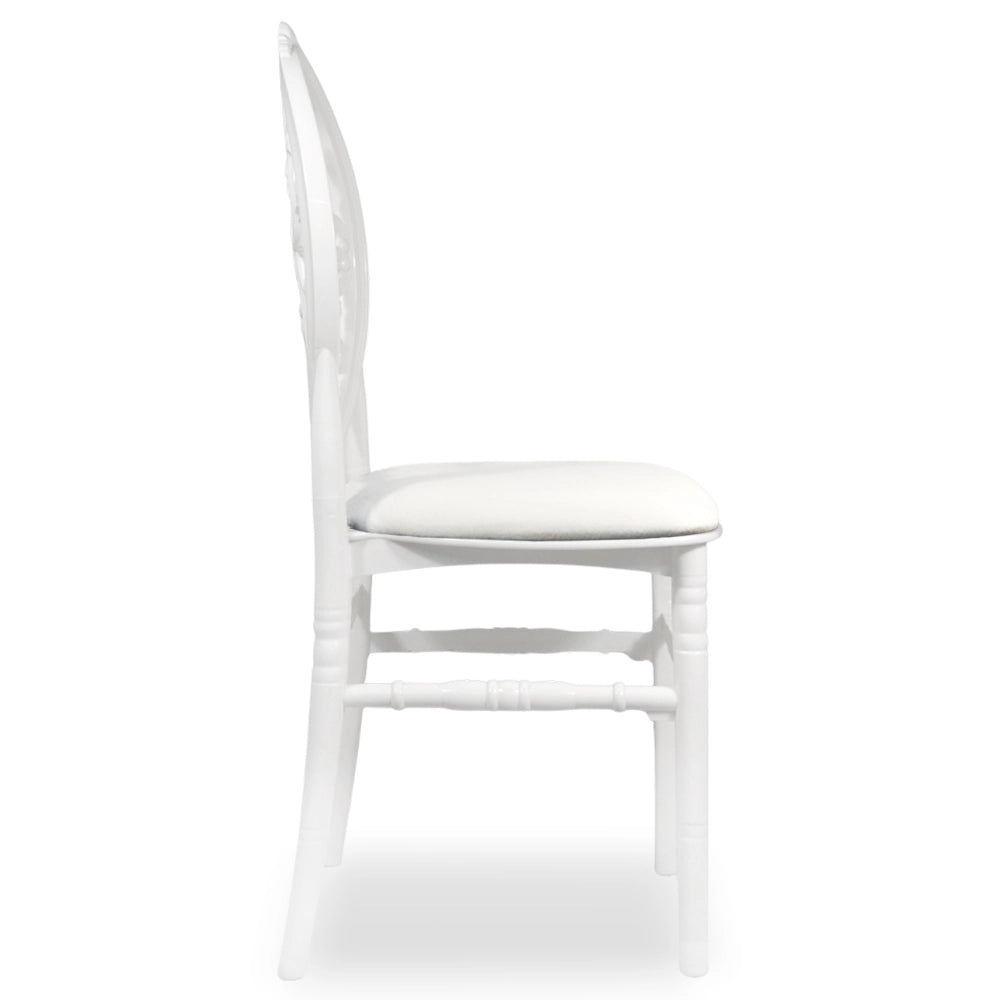 Set da 20 Sedie Venus in Plastica Bianche con cuscino similpelle bianco