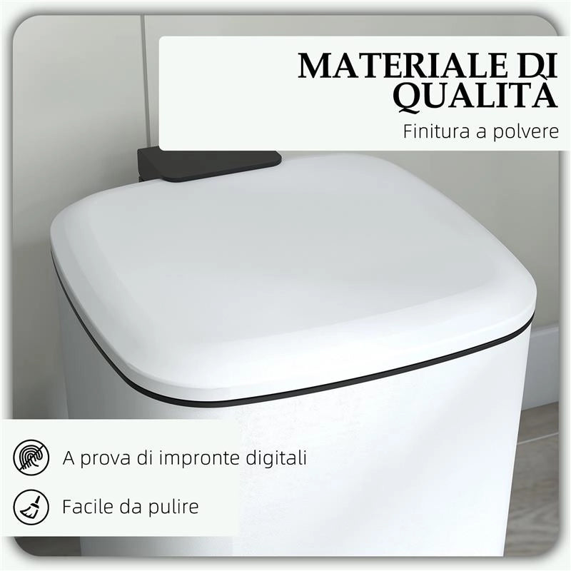 BIDONE IMMONDIZIA DA 12L A PEDALE CON CHIUSURA SILENZIOSA, IN METALLO E PP, 24.5X32X34.5 CM, BIANCO