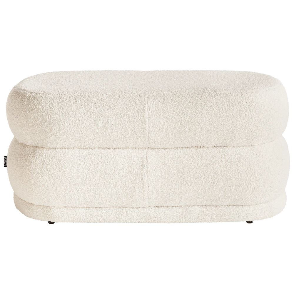Panca decorativa con tessuto bouclè bianco sporco imbottito soggiorno camera da letto moderno