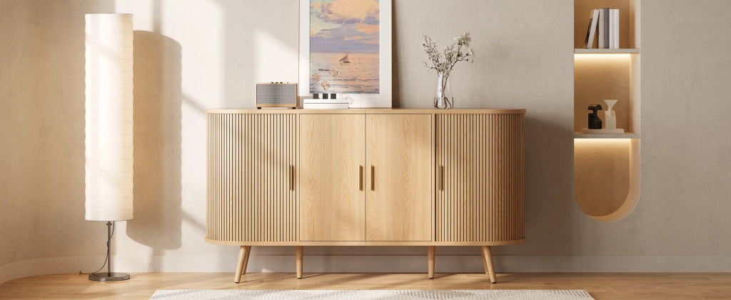 Credenza con 2 ante e ante scorrevoli laterali, ripiano regolabile, per sala da pranzo e ingresso 150 × 40 × 79 cm
