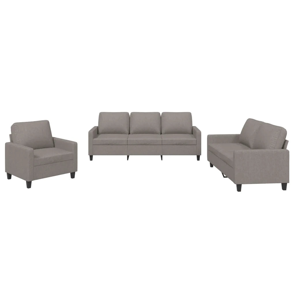 Set di Divani 3 pz con Cuscini Tortora in Tessuto 3201435
