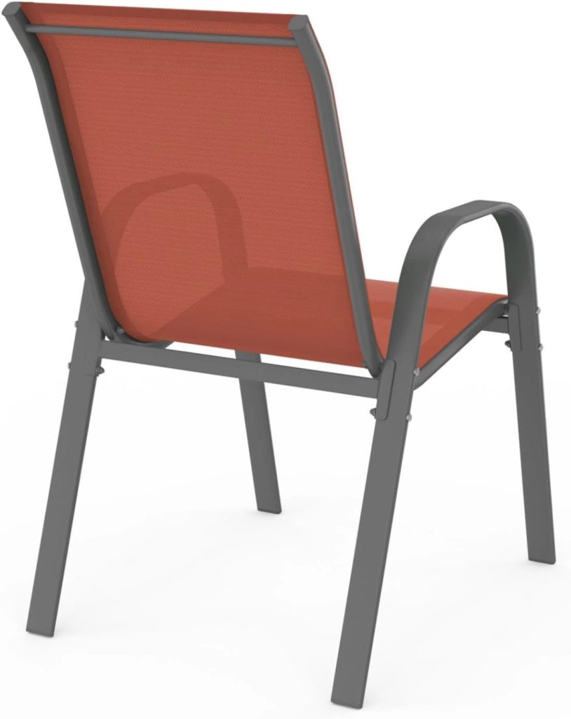 Set di 4 sedie da giardino LYMA in metallo e tessuto impilabile terracotta
