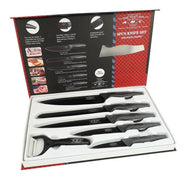 Trade Shop - Set 5 Coltelli Da Cucina In Acciaio Effetto Carbonio Piu Pelapatate -