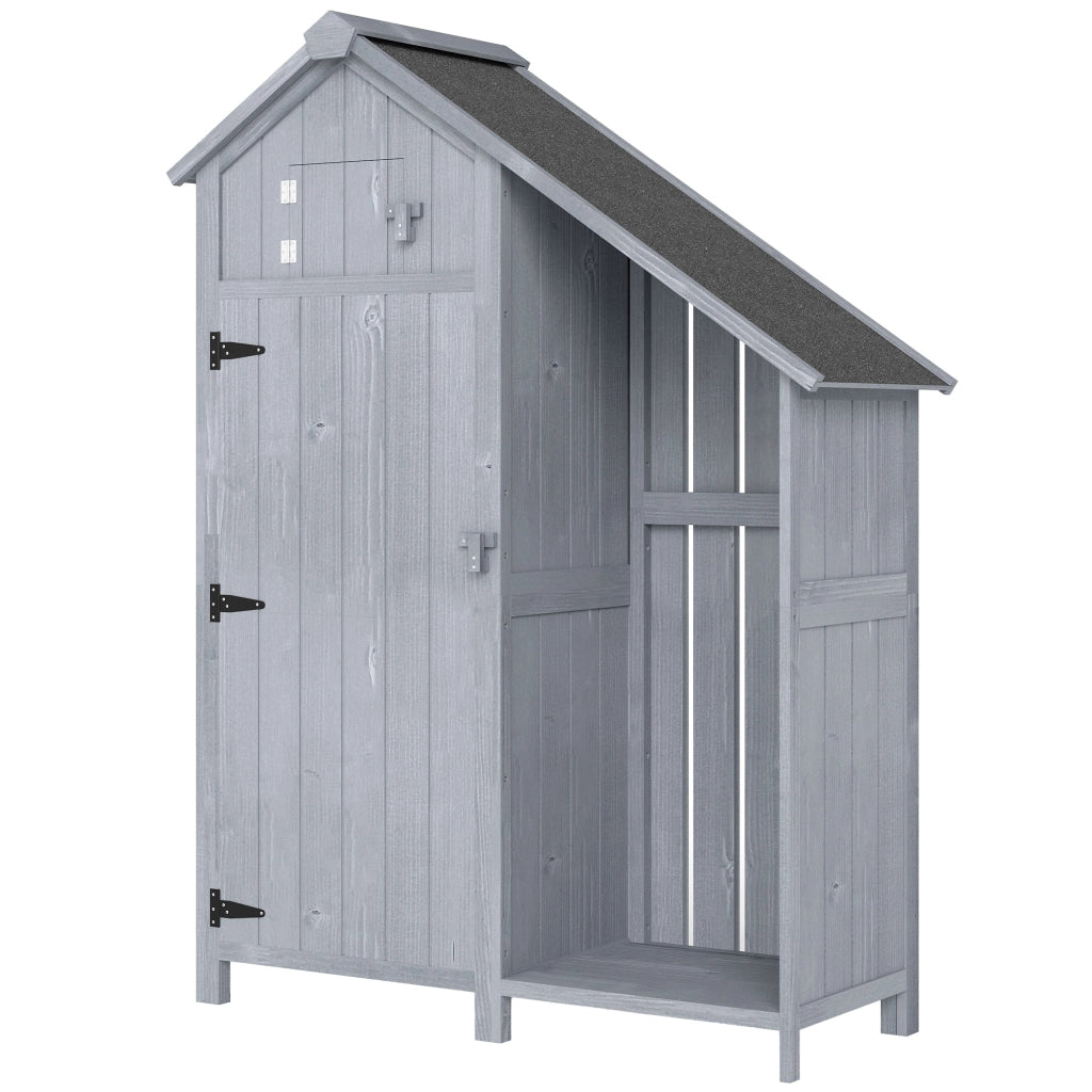 Armadio da giardino in legno ¨C zephmum ¨C 129x51.5x180 cm grigio