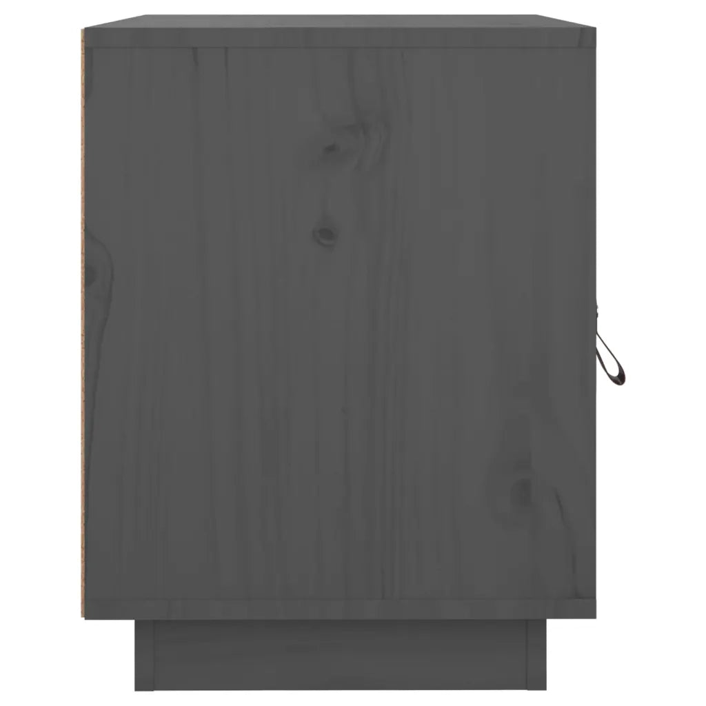 Comodino Grigio 40x34x45 cm in Legno Massello di Pino cod mxl 29879