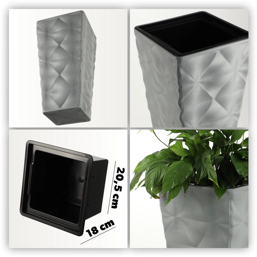 Vaso da giardino alto e grande KADAX con inserto per fiori, ideale per terrazze, 56 cm, grigio.
