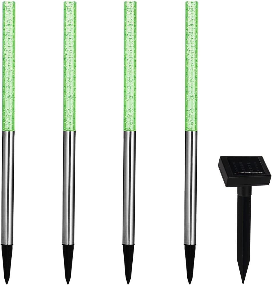 4x Illuminazione Solare LED Giardino Cambia Colore Crepuscolare Esterni Luce Fiaccole Lampada
