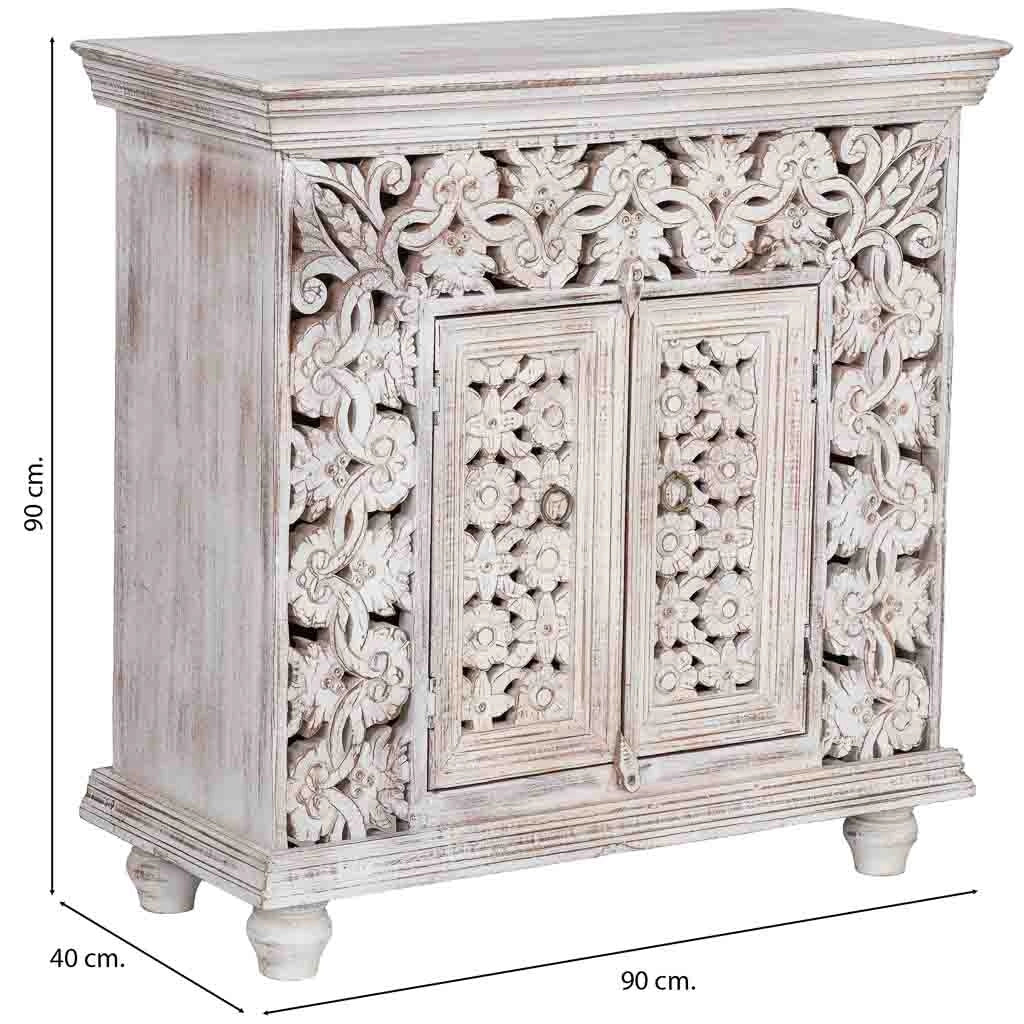 Mobile ingresso legno grigio artigianale 90x40x90 cm