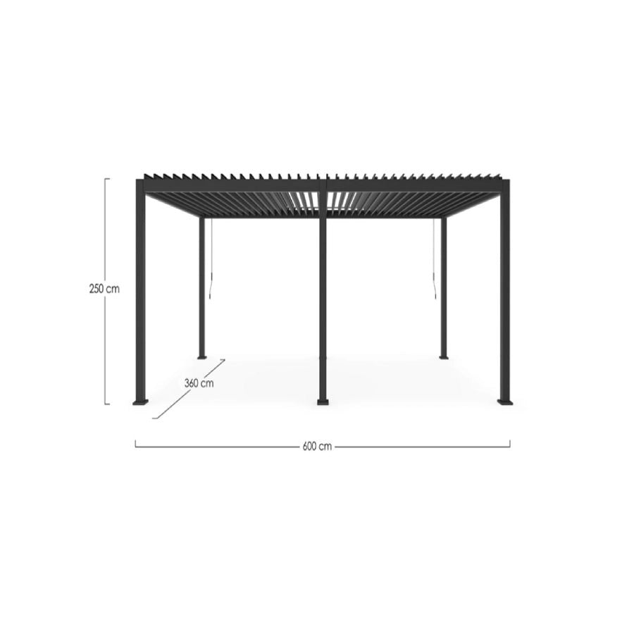 PERGOLA IN ALLUMINIO VERNICIATO A POLVERE(POLIESTERE) ANTRACITE 3.6X6.0X2.50H CM