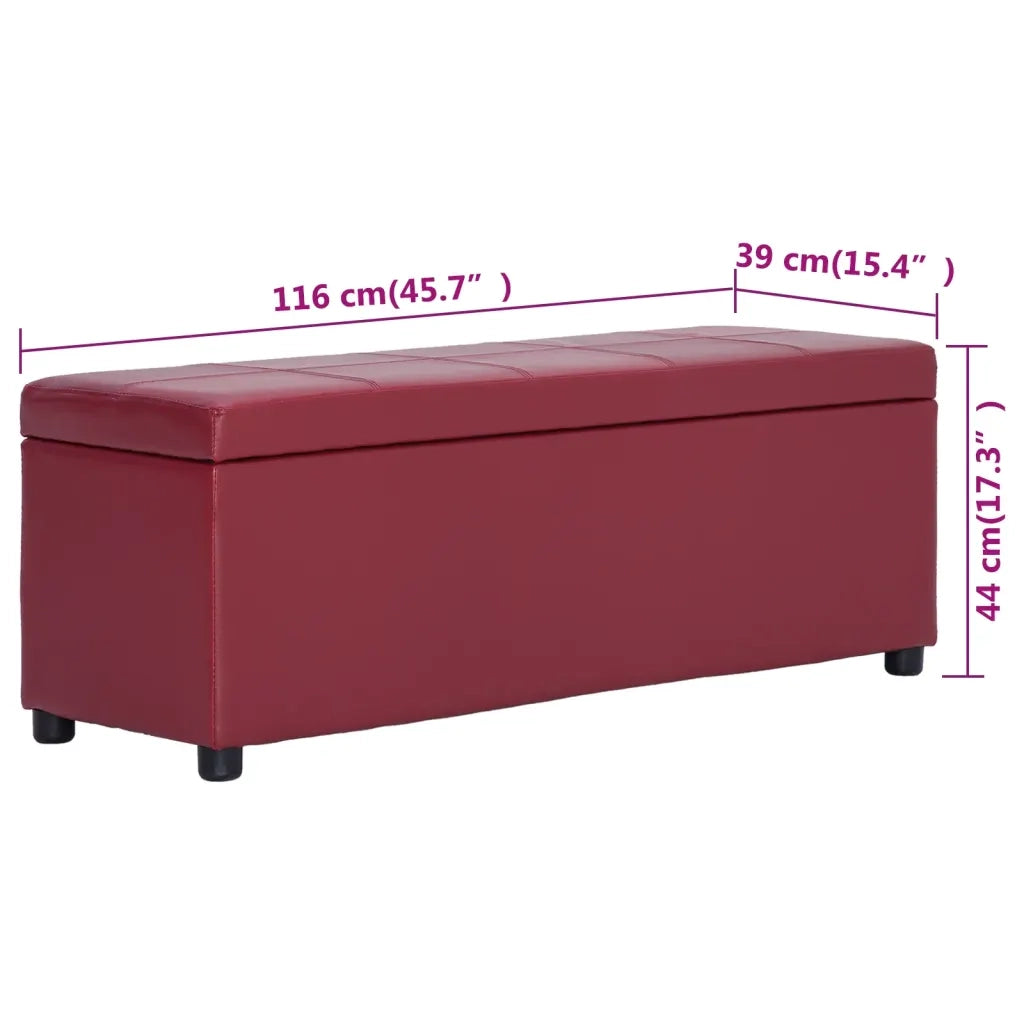 Panca con Vano Portaoggetti 116 cm Rosso Vino in Similpelle 281313
