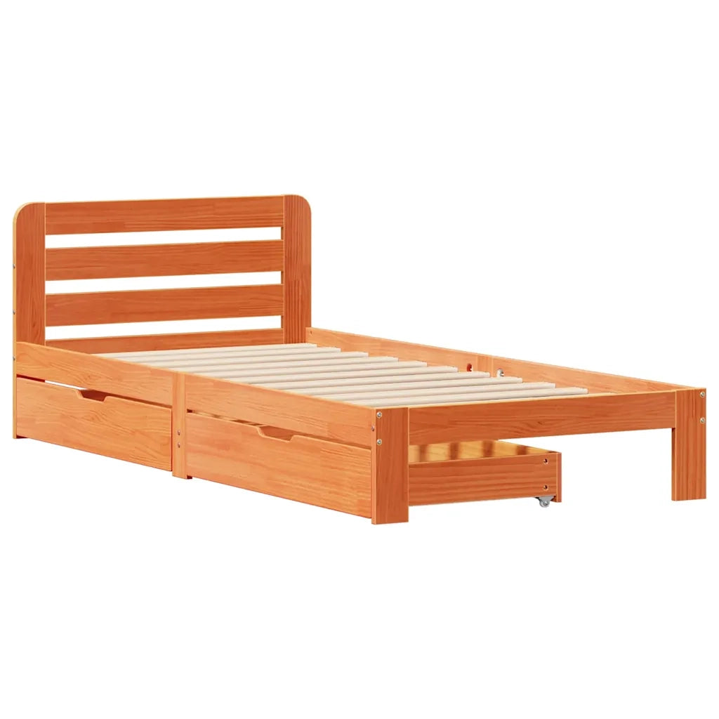 Letto senza Materasso Marrone Cera 90x190 cm in Legno di Pino 3309865