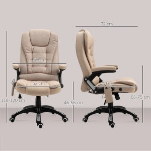 Poltrona ufficio ergonomica con massaggio e riscaldamento, reclinabile, marrone