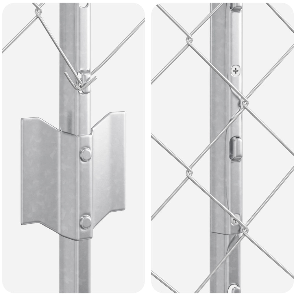 Recinzione a Catena con 44 Pali U Argento 1.2m x 25m Acciaio