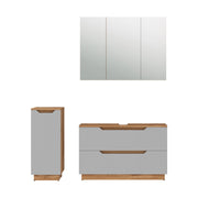 Vicco Set di mobili da bagno Rovere/grigio a righe 3 parti