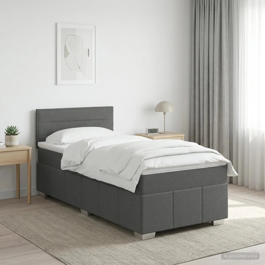 Letto box spring con materasso Grigio Scuro 80 x 200 cm Tessuto 3451074