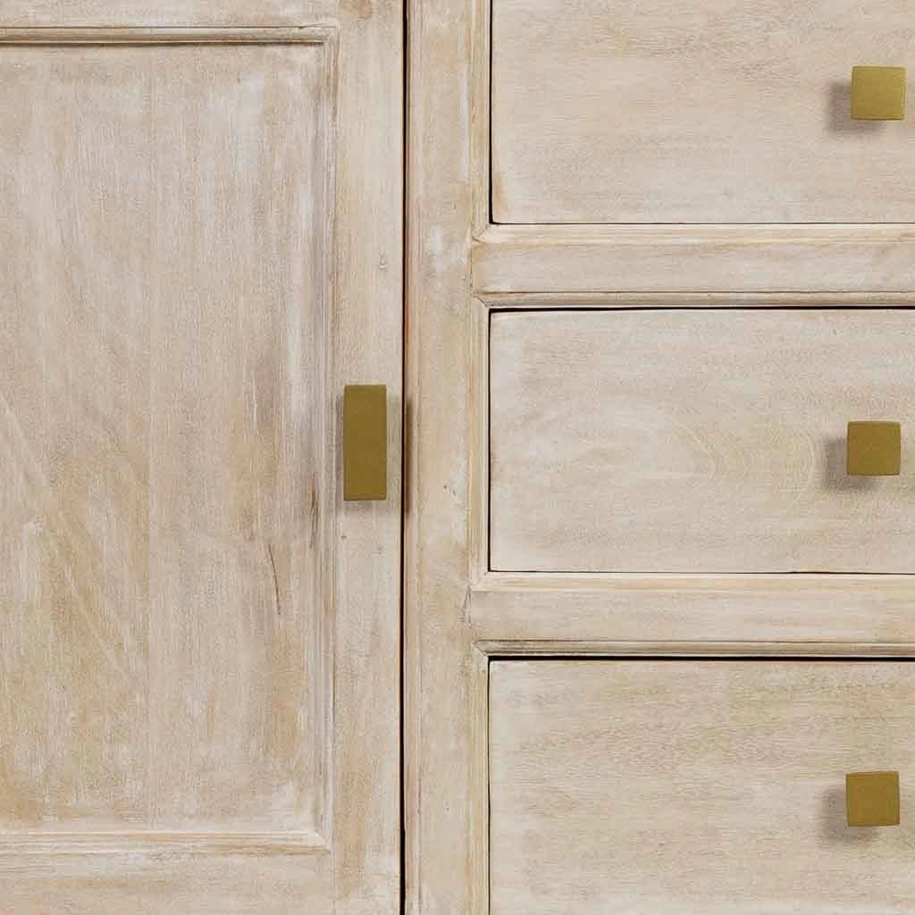 Credenza in legno beige con 3 cassetti e 2 ante 160x43x75h cm