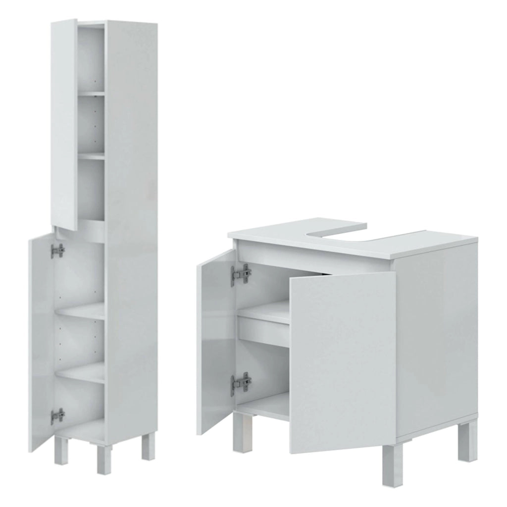 Vignolo, set Mobili Bagno 5 Ripiani, Bianco Lucido