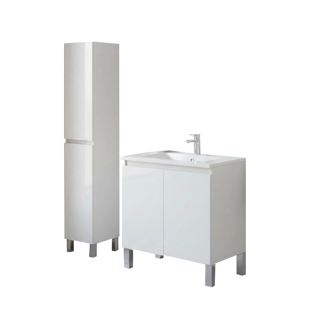 Vignolo, set Mobili Bagno 5 Ripiani, Bianco Lucido