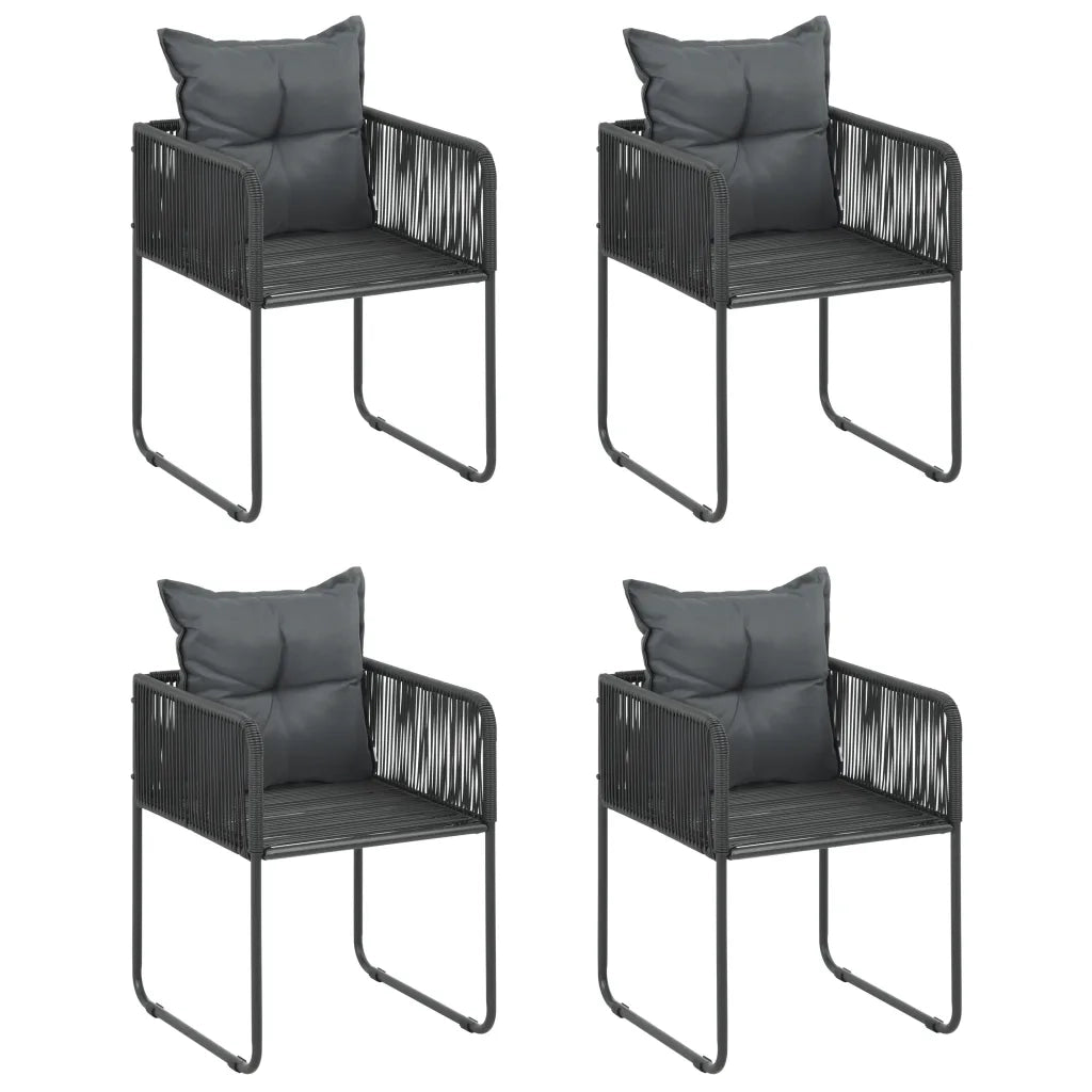 Set da Pranzo da Giardino 5 pz in Rattan PVC Nero 3060102