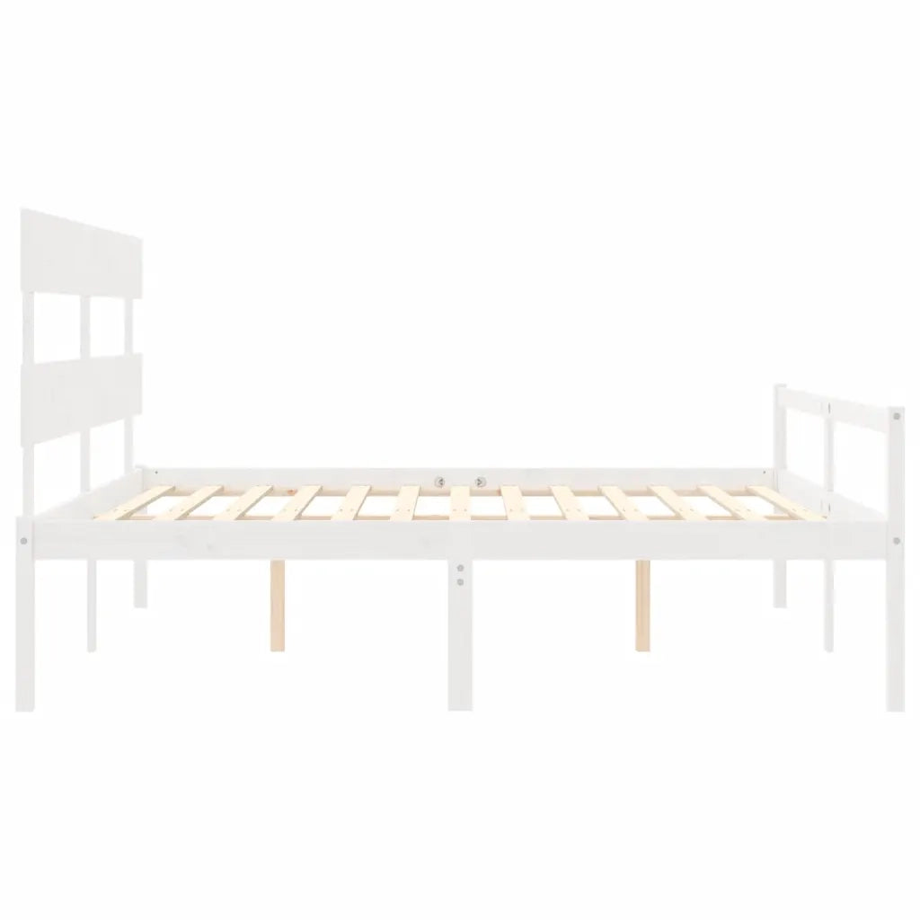 Letto per Anziani con Testiera-Struttura Letto per Anziani Bianco 200x200 cm Legno Massello 937049