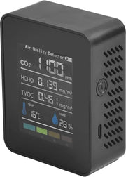 Monitor di Qualità dell'Aria 5 in 1 con CO2, HCHO, TVOC e AQI - Detettore di Temperatura e Umidità con Display LCD a Colori