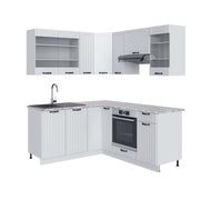 Cucina angolare completa Fame-Line Bianco rustico/Bianco 190 x 60 cm, PL Marmo Vicco