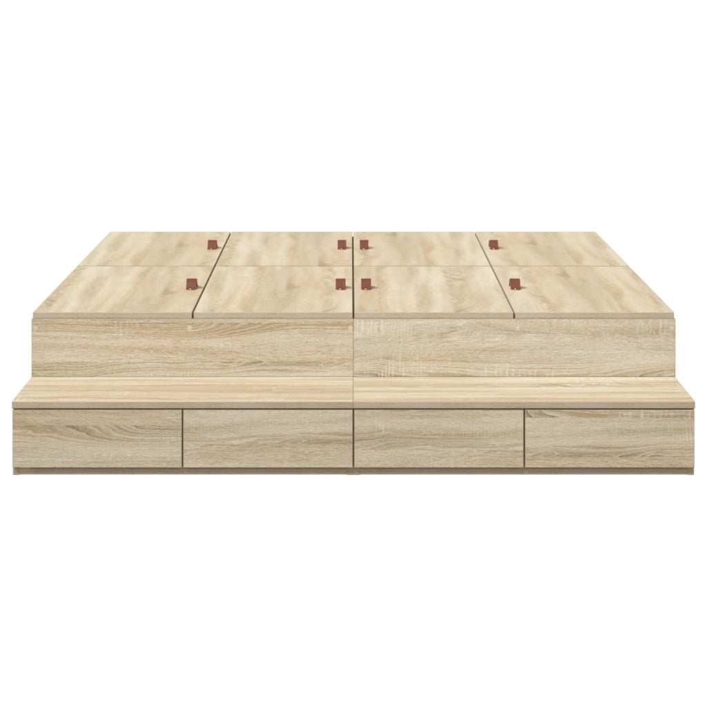 Struttura letto contenitore Rovere Sonoma 140x200 cm