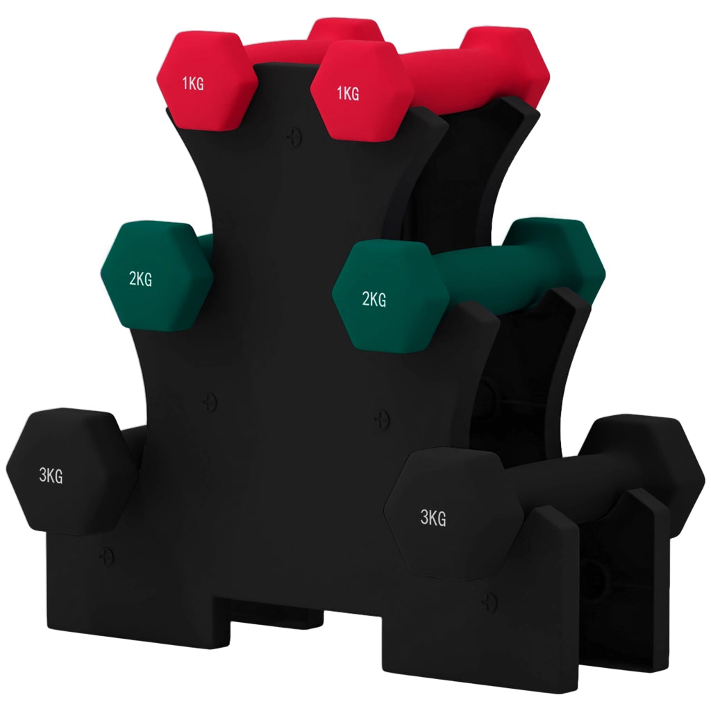 Set di manubri esagonale con supporto ¨C zephmum ¨C 2x1kg, 2x2kg, 2x3kg