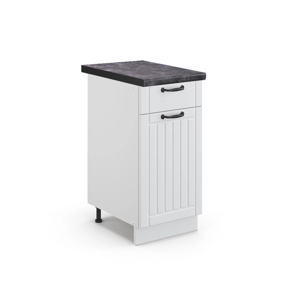 Mobiletto base per cucina Fame-Line Bianco rustico/Bianco 40 cm, PL Antracite Vicco
