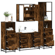 vidaXL Set Mobili da Bagno 4 pz Rovere Fumo in Legno Multistrato