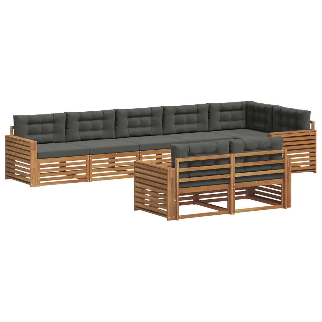 Set di divani da esterno con cuscino 8 pcs Naturale e Antracite 3373667