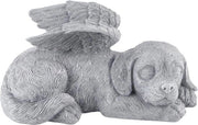 Statua di un Cane addormentato con Gatto e Stele commemorativa per esterni - Statue per amanti degli animali da esterno
