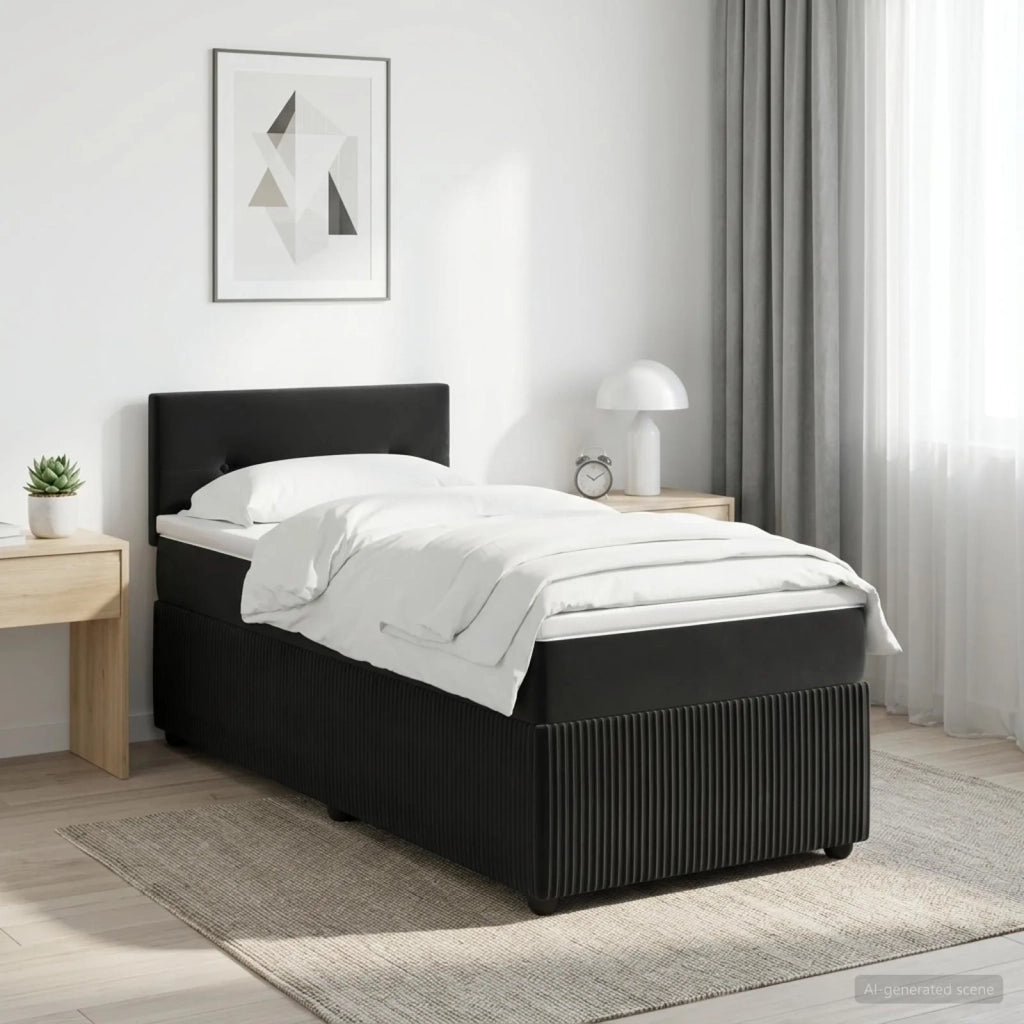 Letto box spring con materasso Nero 80 x 200 cm Velluto 3451567
