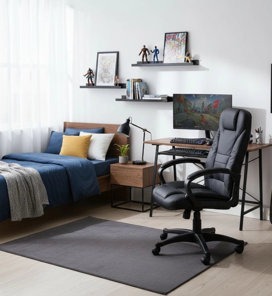 Sedia da ufficio Luciana, Poltrona presidenziale con braccioli, Sedia ergonomica da ufficio, 70x65h103/114 cm, Nero