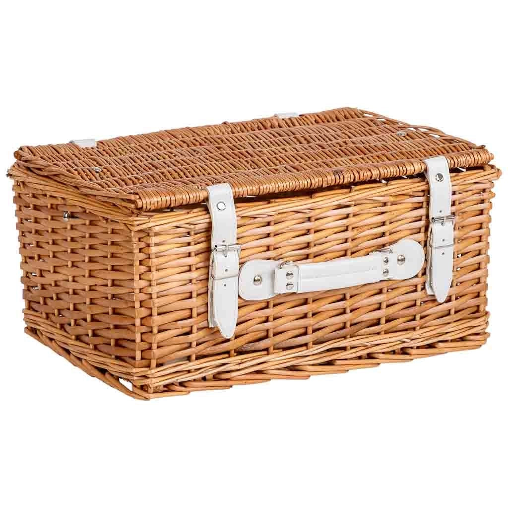Cesto rettangolare in vimini con coperchio, 42x28x19 cm