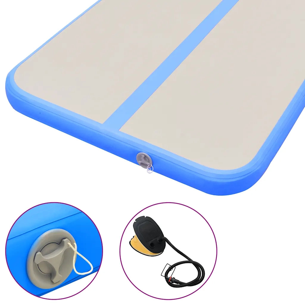 Tappetino Ginnastica Gonfiabile con Pompa 400x100x10 cm PVC Blu cod mxl 67037